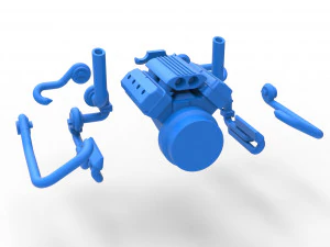 Quad turbo V8 Engine Scale 1 to 25 3D Print Model