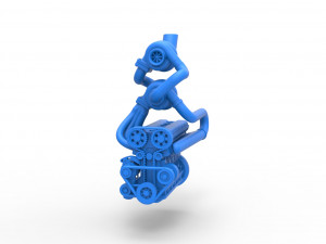 Twin Turbo straight-six engine Version 3 Scale 1 to 25 3D Принт Модель