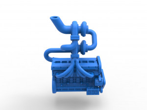 Twin Turbo straight-six engine Version 3 Scale 1 to 25 3D Принт Модель