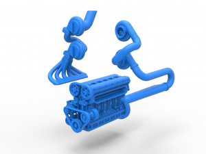 Twin Turbo straight-six engine Version 3 Scale 1 to 25 3D Принт Модель
