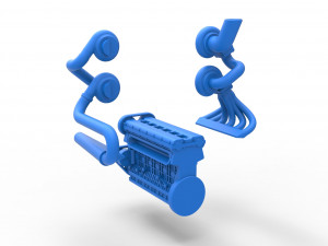 Twin Turbo straight-six engine Version 3 Scale 1 to 25 3D Принт Модель