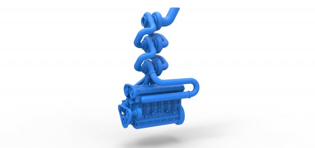 Triple Turbo straight-six engine Scale 1 to 25 3Dプリントモデル .c4d .max .obj .3ds .fbx .stl .blend 