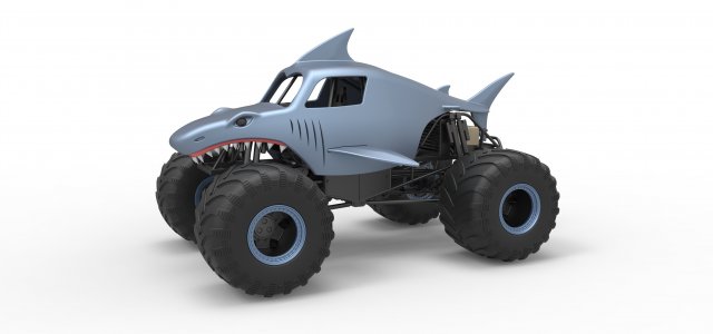 Shark Monster Truck Scale 1 to 25 3D Print Model .c4d .max .obj .3ds .fbx .stl .blend