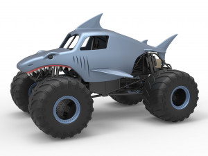 Shark Monster Truck Scale 1 to 25 3D Print Model
