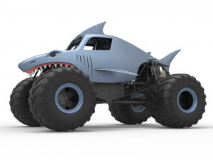 Shark Monster Truck Scale 1 to 25 3D Print Model