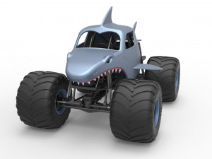 Shark Monster Truck Scale 1 to 25 3D Print Model