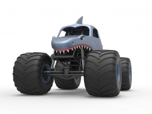 Shark Monster Truck Scale 1 to 25 3D Print Model