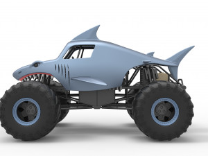 Shark Monster Truck Scale 1 to 25 3D Print Model