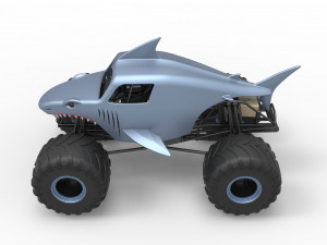 Shark Monster Truck Scale 1 to 25 3D Print Model