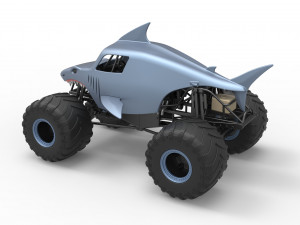 Shark Monster Truck Scale 1 to 25 3D Print Model