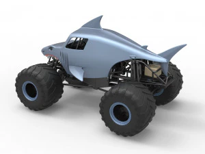 Shark Monster Truck Scale 1 to 25 3D Print Model