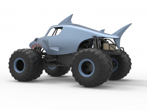 Shark Monster Truck Scale 1 to 25 3D Print Model