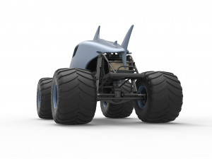Shark Monster Truck Scale 1 to 25 3D Print Model