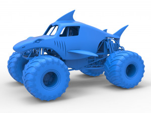 Shark Monster Truck Scale 1 to 25 3D Print Model
