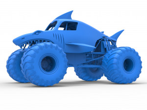 Shark Monster Truck Scale 1 to 25 3D Print Model