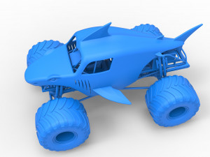 Shark Monster Truck Scale 1 to 25 3D Print Model