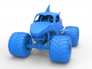 Shark Monster Truck Scale 1 to 25 3D Print Model
