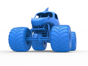 Shark Monster Truck Scale 1 to 25 3D Print Model