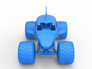 Shark Monster Truck Scale 1 to 25 3D Print Model