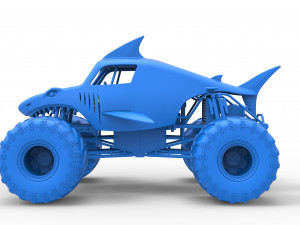 Shark Monster Truck Scale 1 to 25 3D Print Model