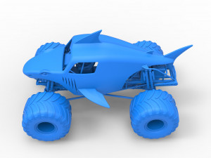 Shark Monster Truck Scale 1 to 25 3D Print Model
