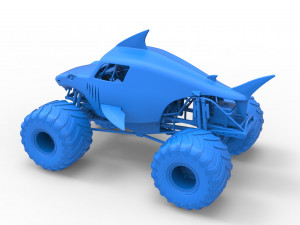 Shark Monster Truck Scale 1 to 25 3D Print Model