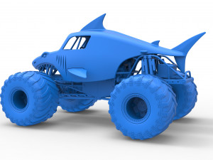 Shark Monster Truck Scale 1 to 25 3D Print Model