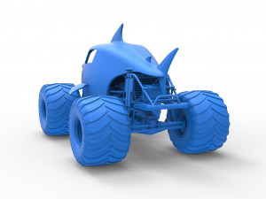 Shark Monster Truck Scale 1 to 25 3D Print Model