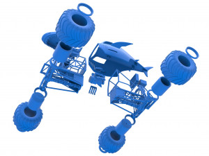 Shark Monster Truck Scale 1 to 25 3D Print Model