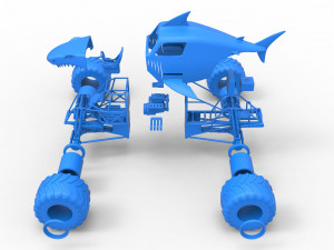 Shark Monster Truck Scale 1 to 25 3D Print Model