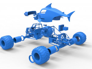 Shark Monster Truck Scale 1 to 25 3D Print Model
