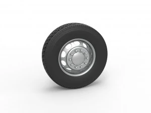 10-Loch-Vorderrad eines Old-School-Trucks im Ma&szlig;stab 1 bis 25 3D Druckmodell