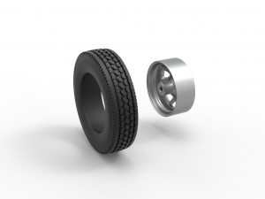10 Hole front wheel of old school truck Scale 1 to 25 3D 打印模型