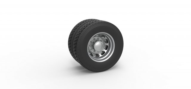 10 Hole rear double wheel of old school truck Scale 1 to 25 Model do druku 3D .c4d .max .obj .3ds .fbx .stl .blend 