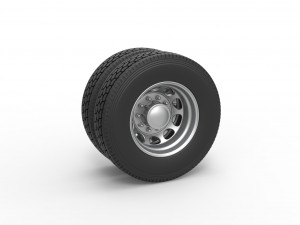 10 Hole rear double wheel of old school truck Scale 1 to 25 Model do druku 3D