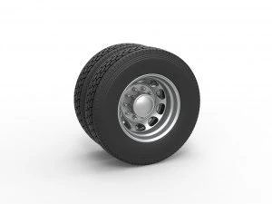 10 Hole rear double wheel of old school truck Scale 1 to 25 3Dプリントモデル