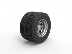 10 Hole rear double wheel of old school truck Scale 1 to 25 3D Print Model