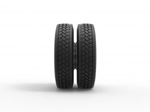 10 Hole rear double wheel of old school truck Scale 1 to 25 3D Print Model