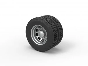 10 Hole rear double wheel of old school truck Scale 1 to 25 3D Print Model