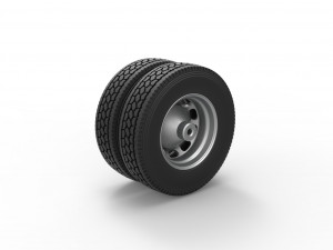 10 Hole rear double wheel of old school truck Scale 1 to 25 Model do druku 3D