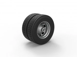 10 Hole rear double wheel of old school truck Scale 1 to 25 3D Print Model