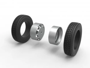 10 Hole rear double wheel of old school truck Scale 1 to 25 3D Print Model