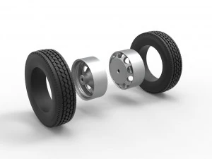 10 Hole rear double wheel of old school truck Scale 1 to 25 3D Print Model