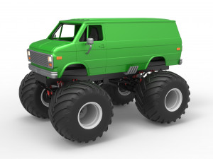 Monster Truck Van Scale 1 to 25 3D 프린트 모델