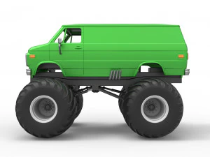 Monster Truck Van Scale 1 to 25 3D Print Model