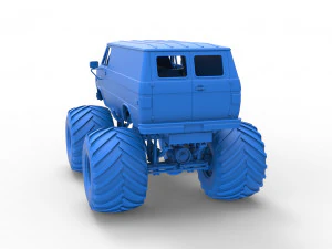 Monster Truck Van Scale 1 to 25 3D Print Model