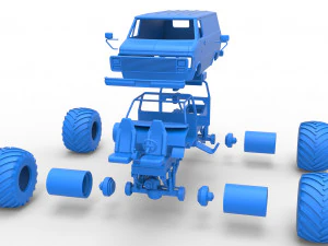 Monster Truck Van Scale 1 to 25 3D Print Model
