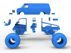 Monster Truck Van Scale 1 to 25 3D Print Model