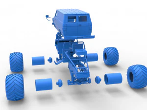 Monster Truck Van Scale 1 to 25 3D Print Model