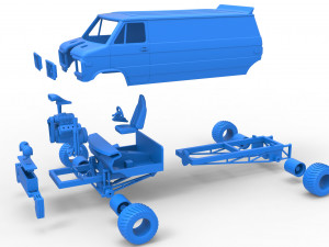Pulling van 4wd Version 2 Scale 1 to 25 3D 打印模型